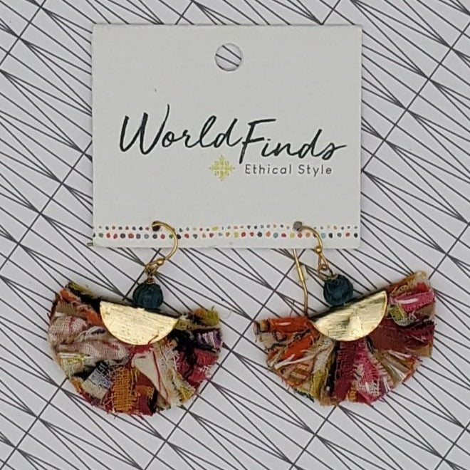 Gold Fanned Kantha Earrings